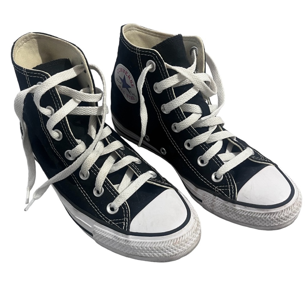 black and white high top converse